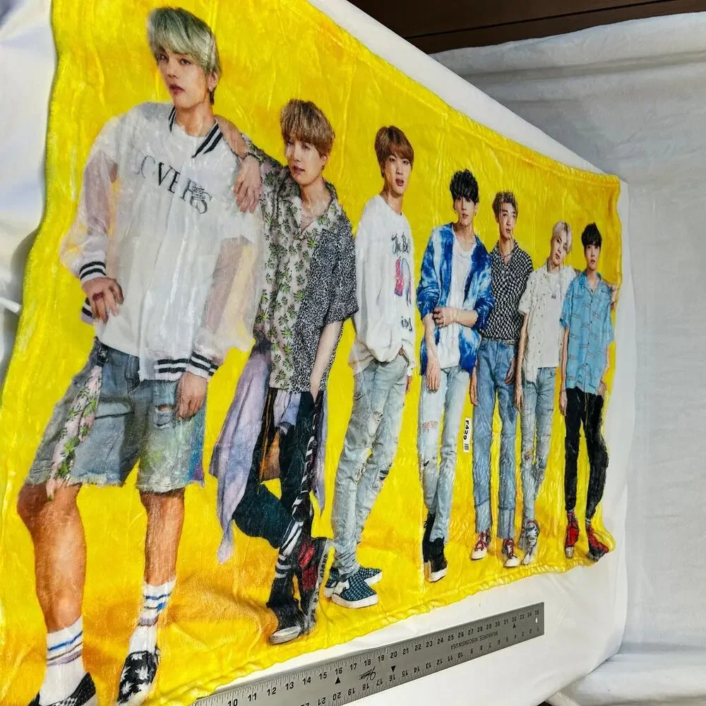 K-Pop Group BTS ARMY Plush Fleece Throw Blanket Yellow 44